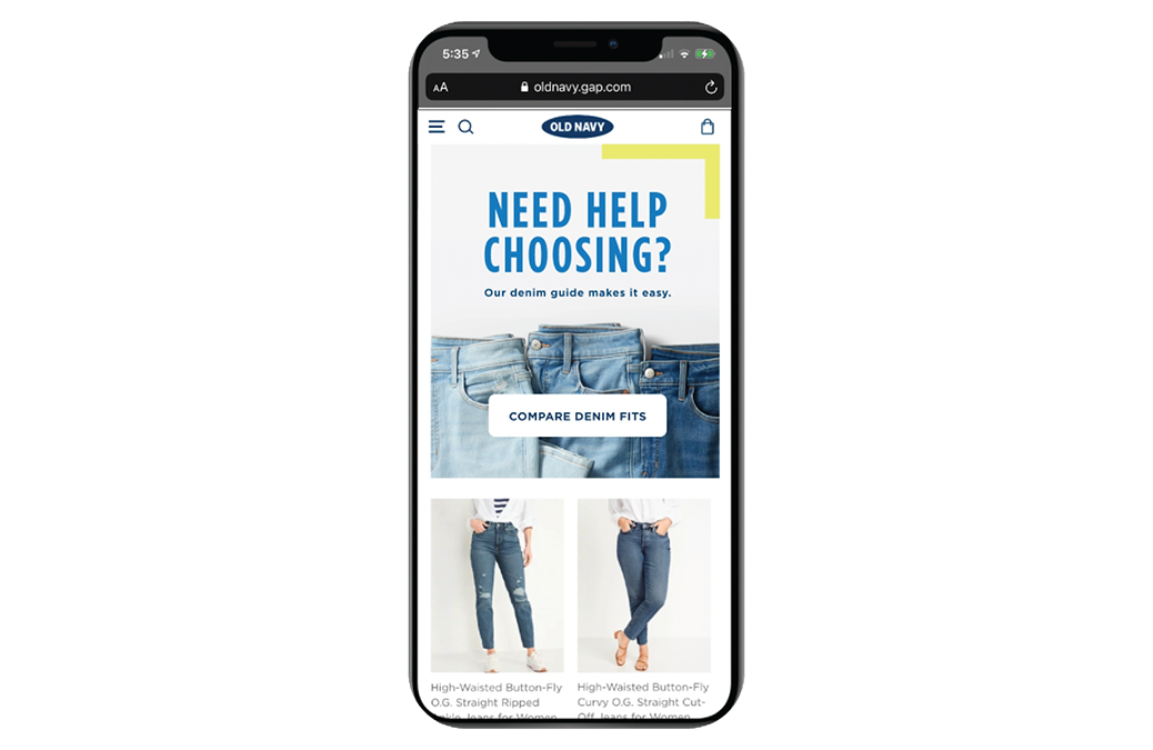 Old Navy denim fit guide